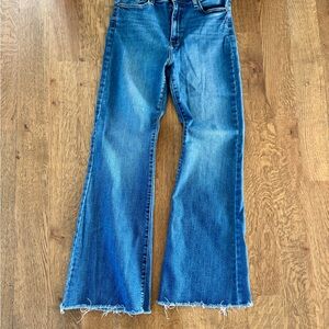 Just Black Denim Flare Jeans Raw Hem High Rise Size 31